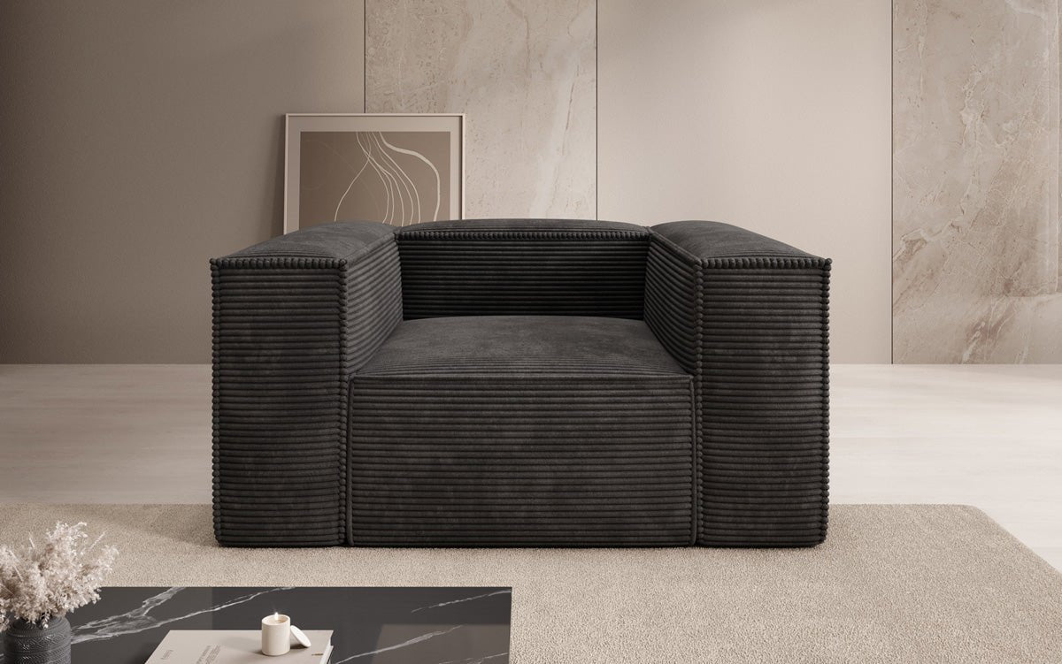 Canapé fauteuil designer Lesley en Côtelé