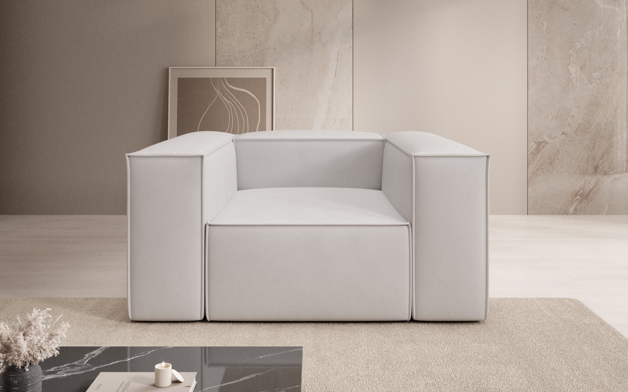 Fauteuil canapé design Lesley en cuir véritable