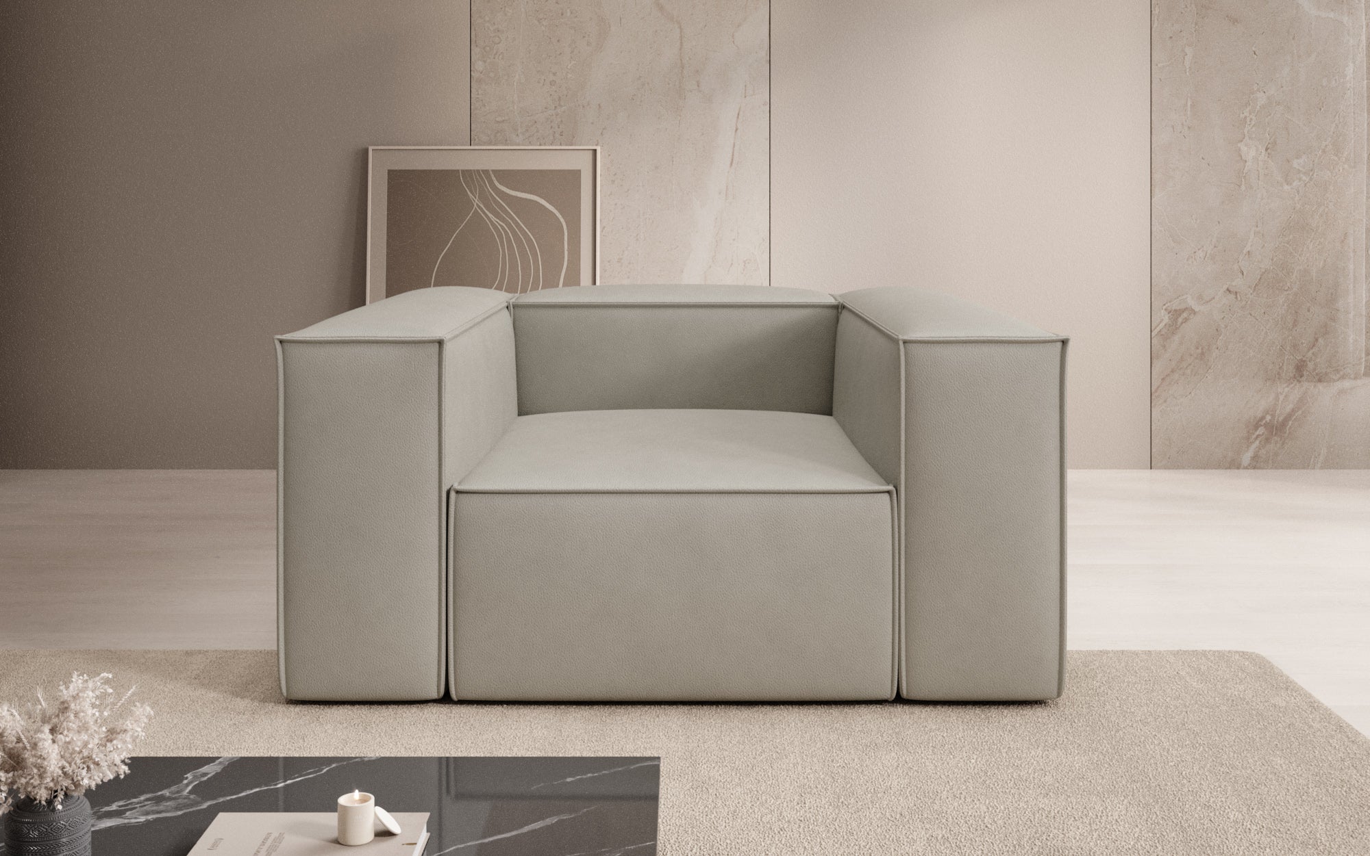 Fauteuil canapé design Lesley en cuir véritable