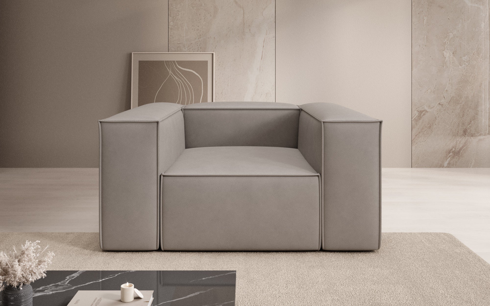 Fauteuil canapé design Lesley en cuir véritable