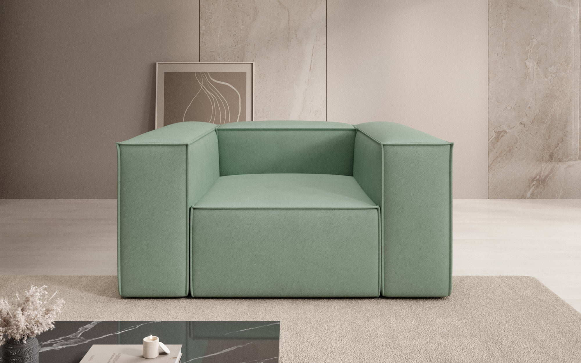 Fauteuil canapé design Lesley en cuir véritable
