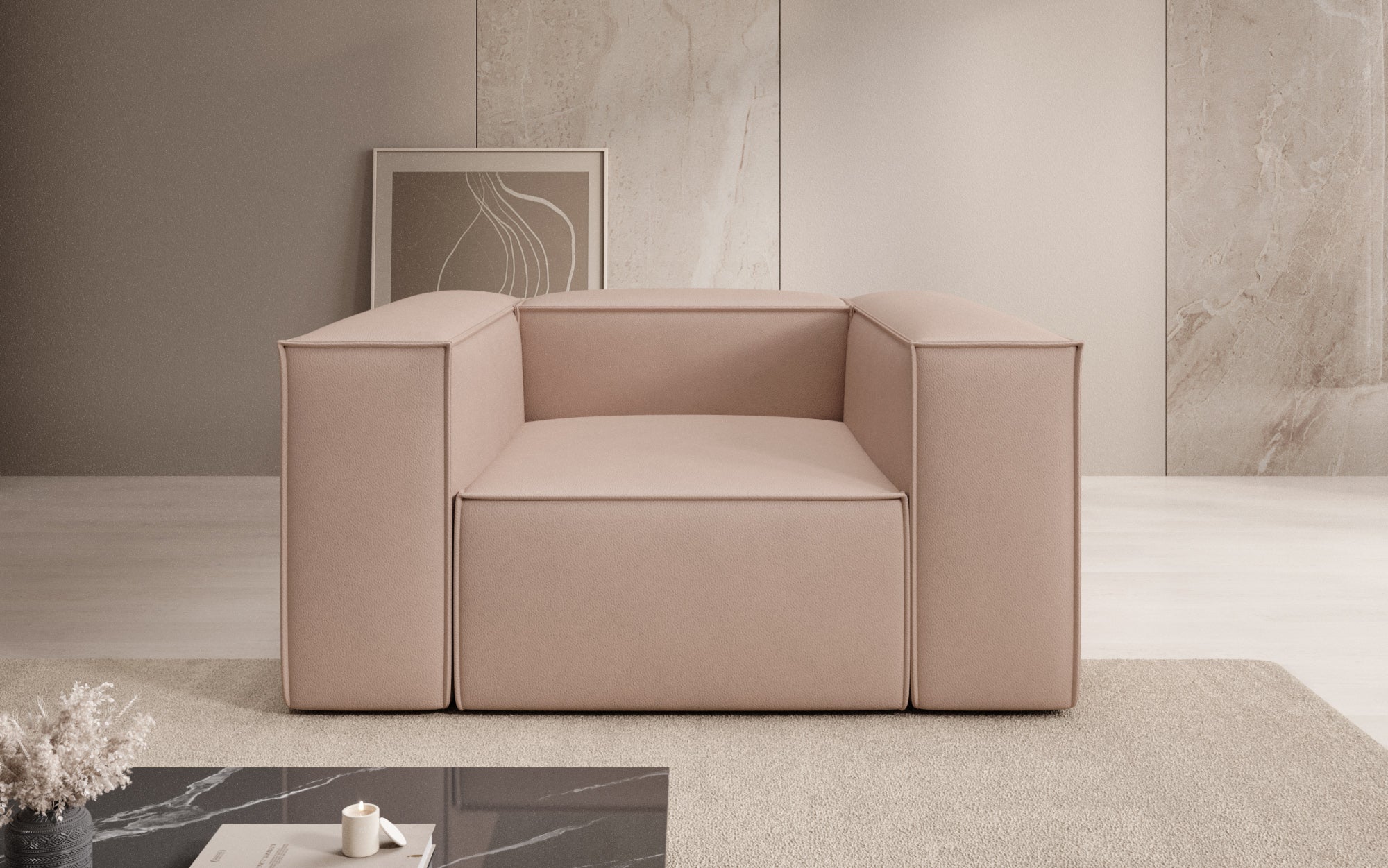 Fauteuil canapé design Lesley en cuir véritable
