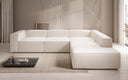 Designer Ecksofa Lesley mit langer Ottomane in Strukturstoff