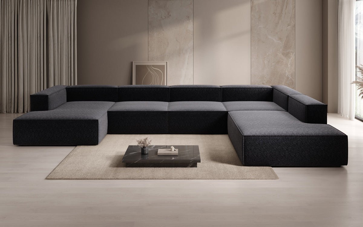 Canapé design Lesley U XXL en tissu texturé