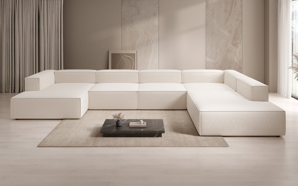 Canapé design Lesley U XXL en tissu texturé