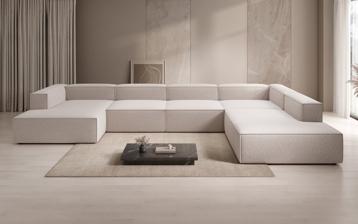 Canapé design Lesley U XXL en tissu texturé