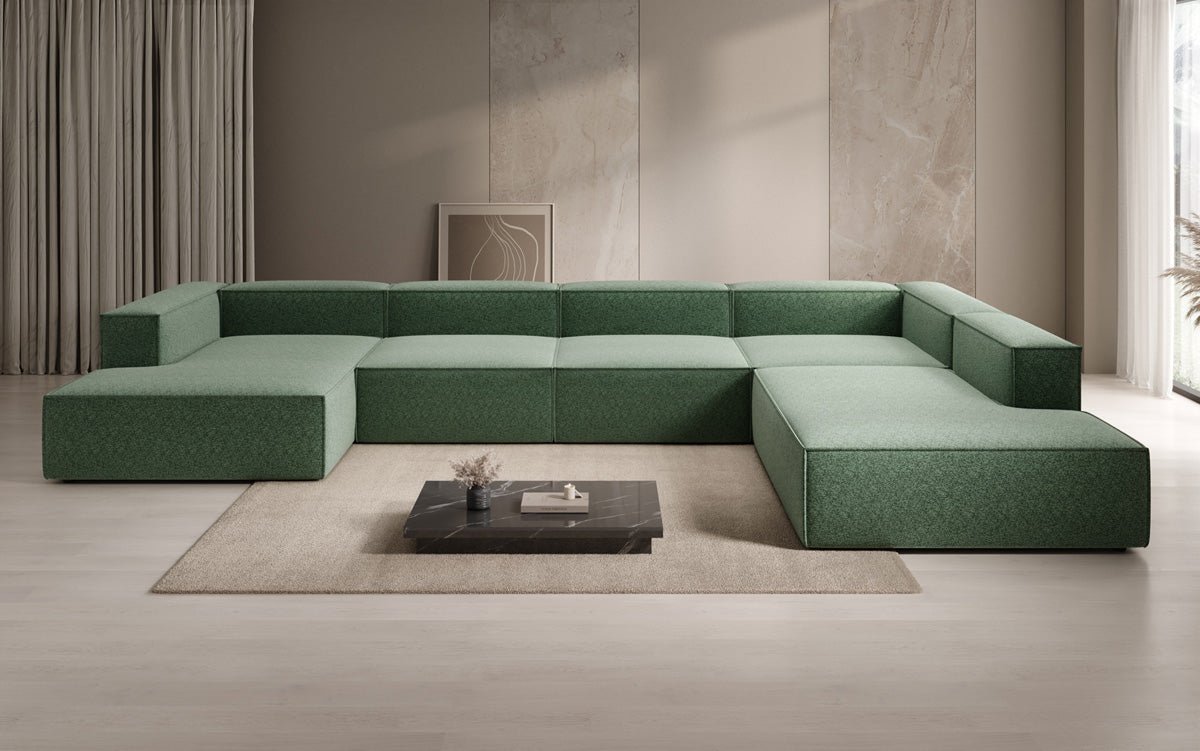 Canapé design Lesley U XXL en tissu texturé