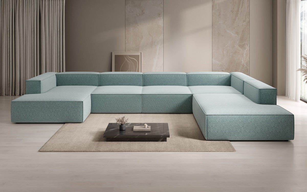 Canapé design Lesley U XXL en tissu texturé