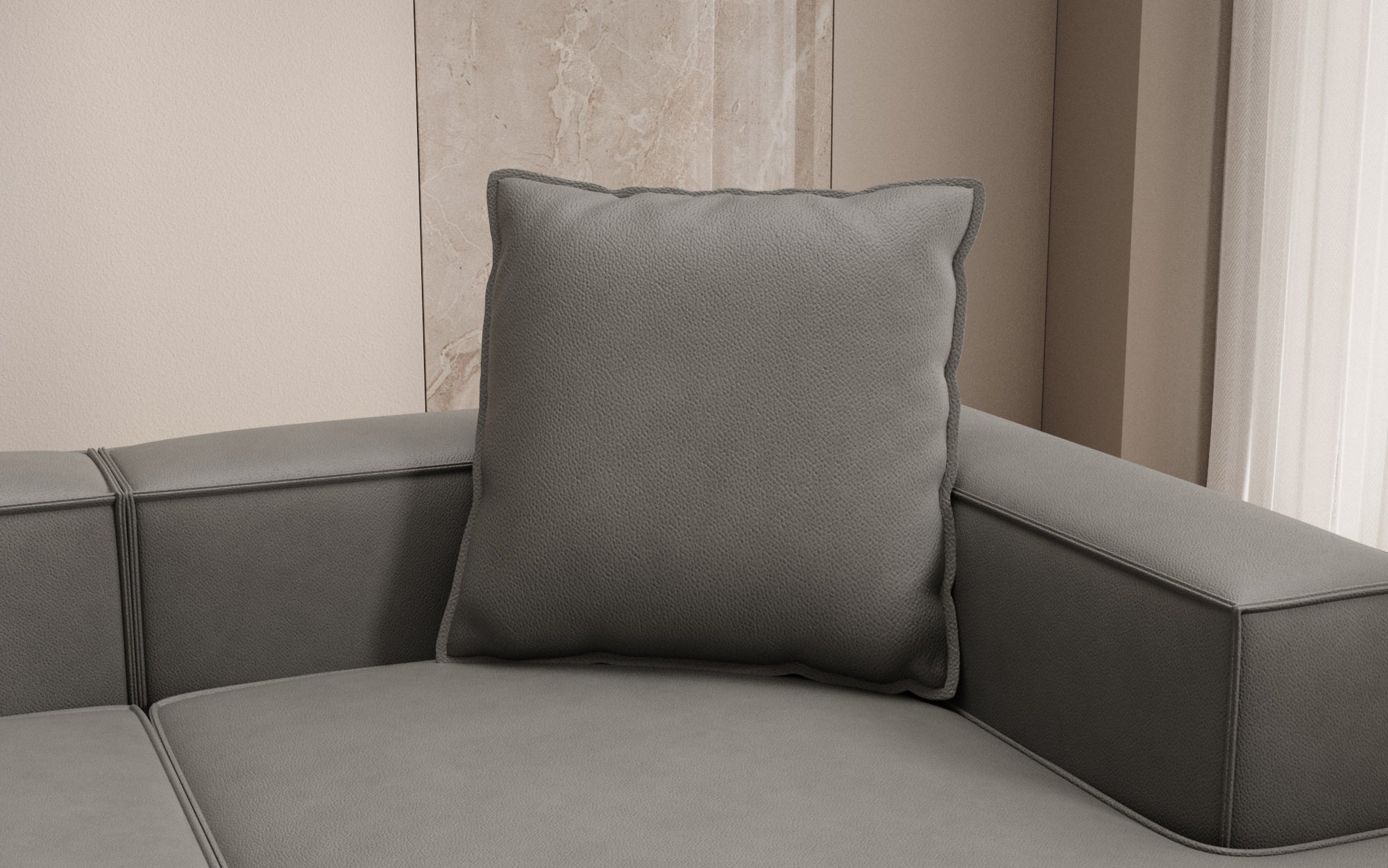 Coussin décoratif Lesley 60x60 en cuir véritable
