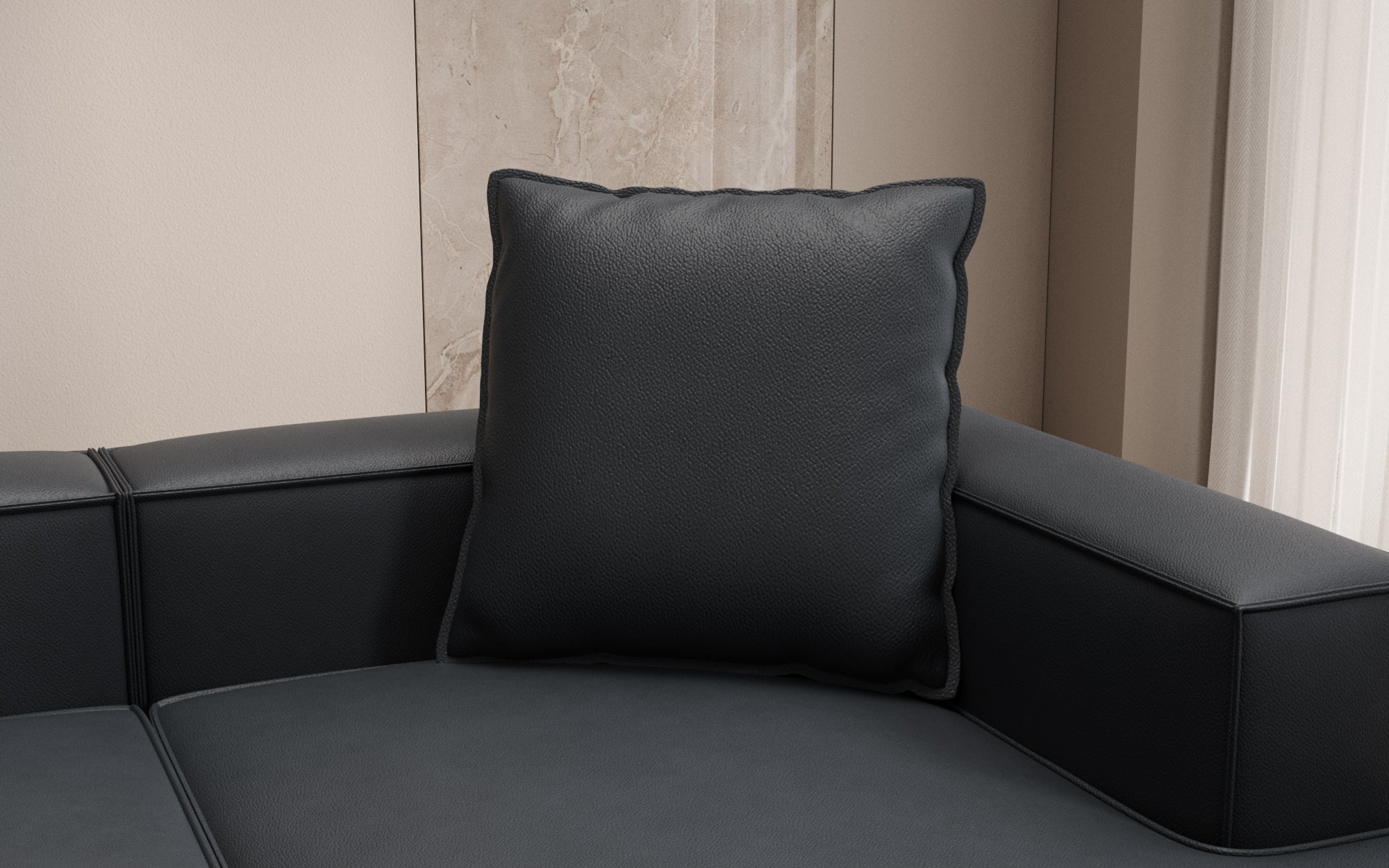 Coussin décoratif Lesley 60x60 en cuir véritable