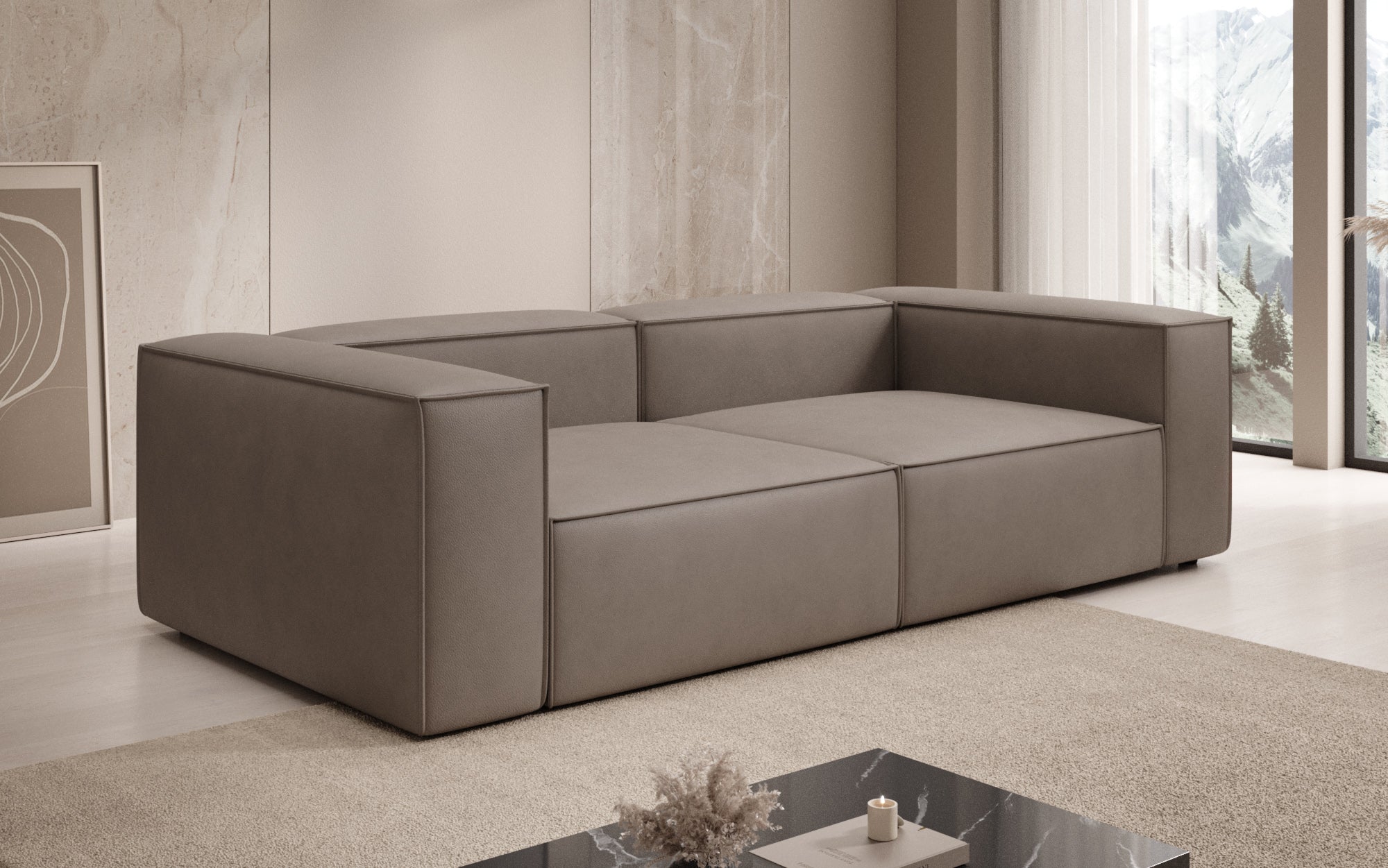 Canapé design Lesley 3 places en cuir véritable