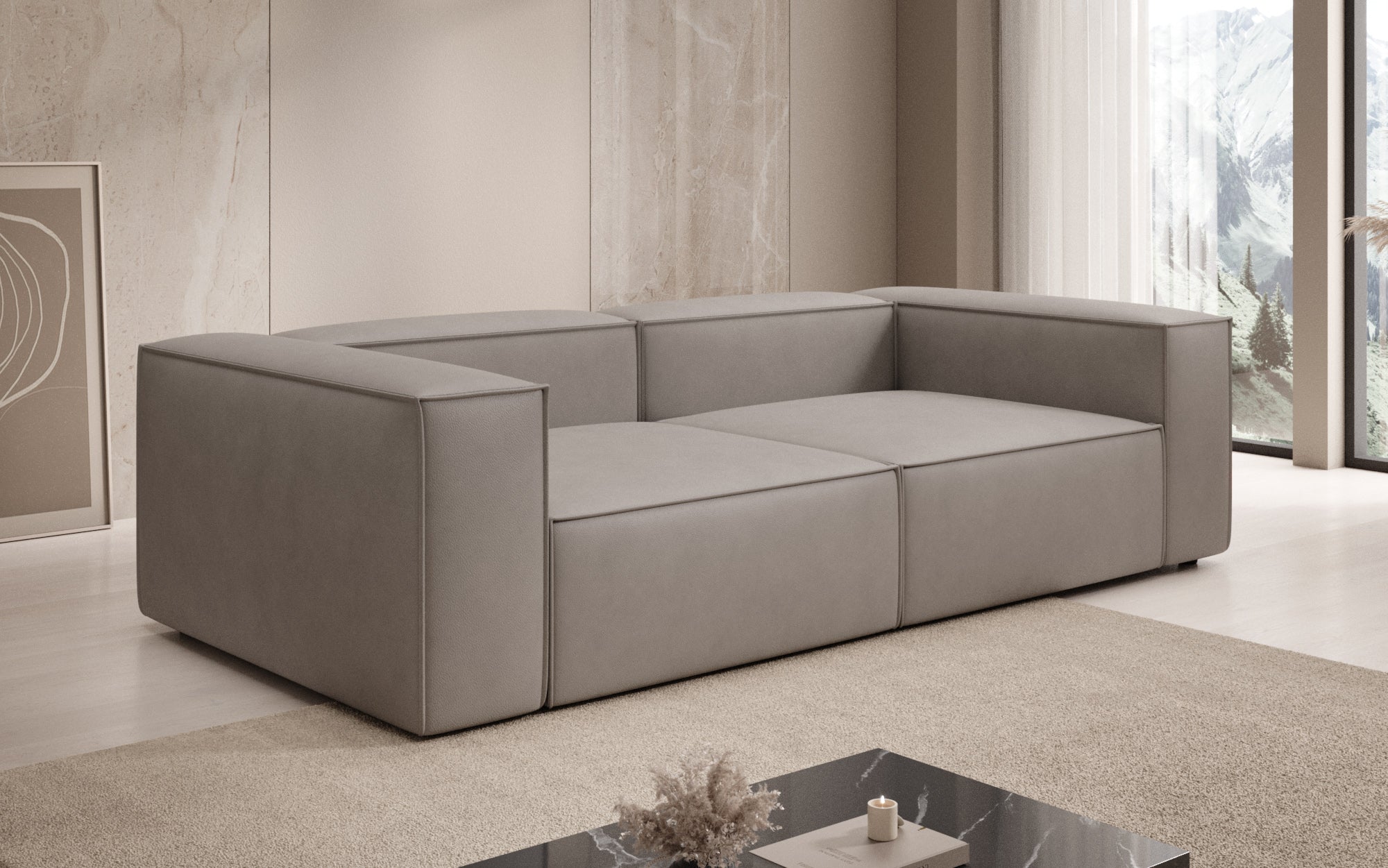 Canapé design Lesley 3 places en cuir véritable