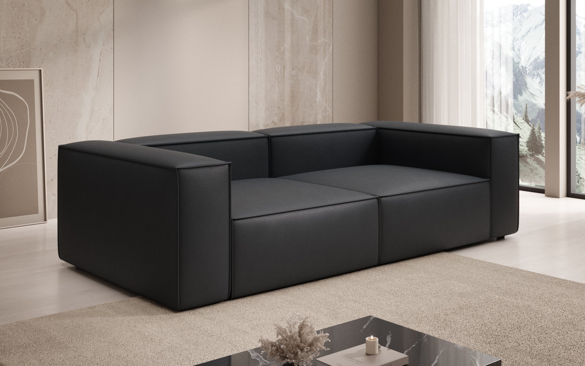 Canapé design Lesley 3 places en cuir véritable