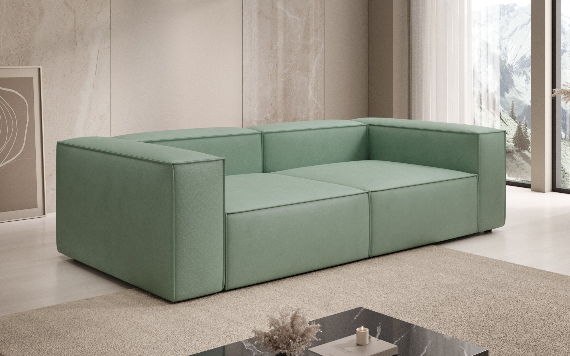 Canapé design Lesley 3 places en cuir véritable
