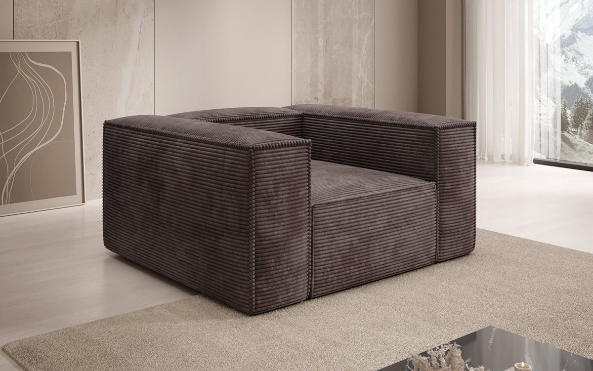 Canapé fauteuil designer Lesley en Côtelé