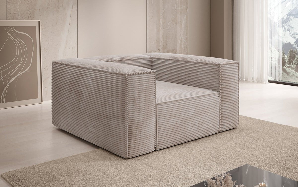Canapé fauteuil designer Lesley en Côtelé