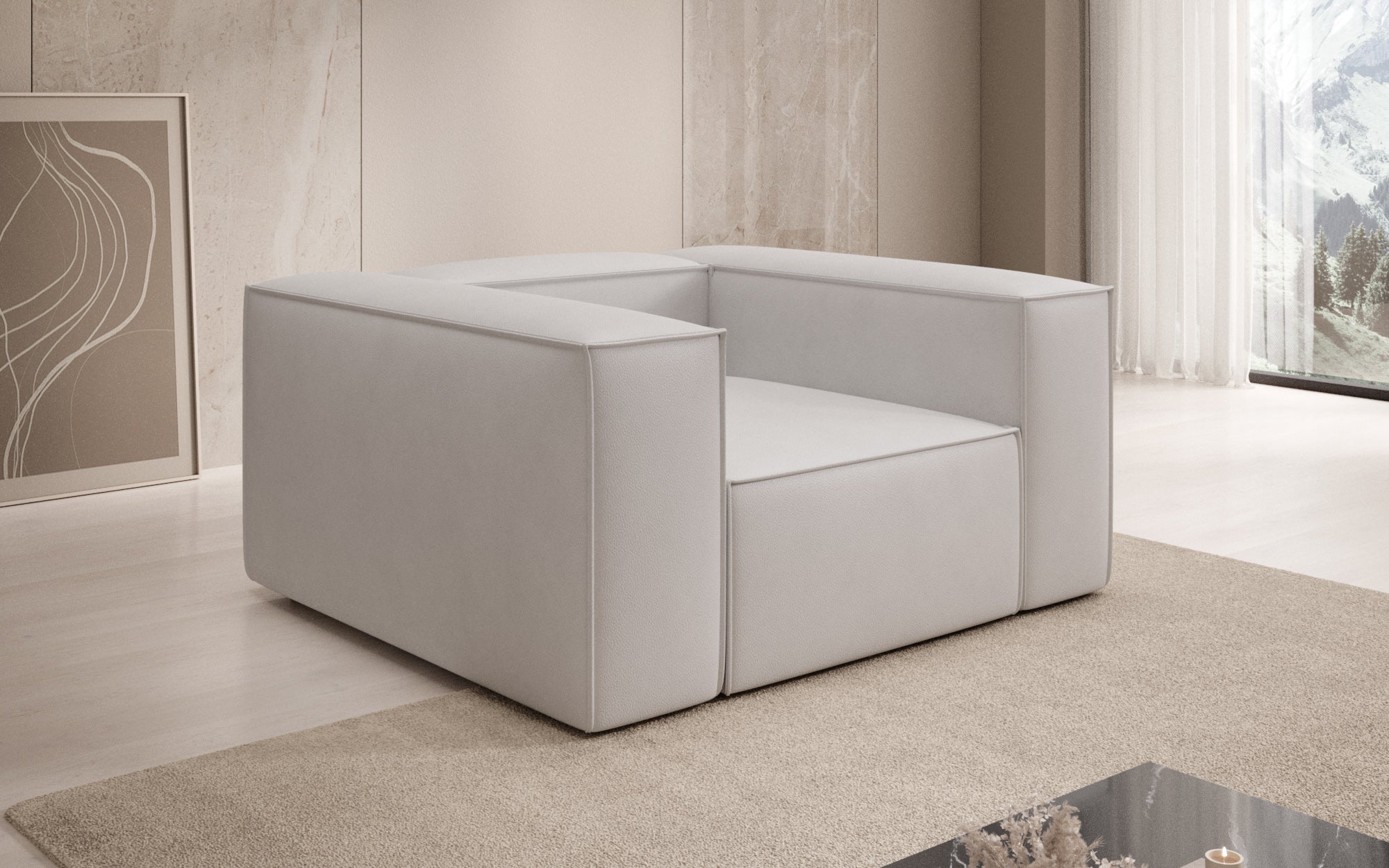 Fauteuil canapé design Lesley en cuir véritable