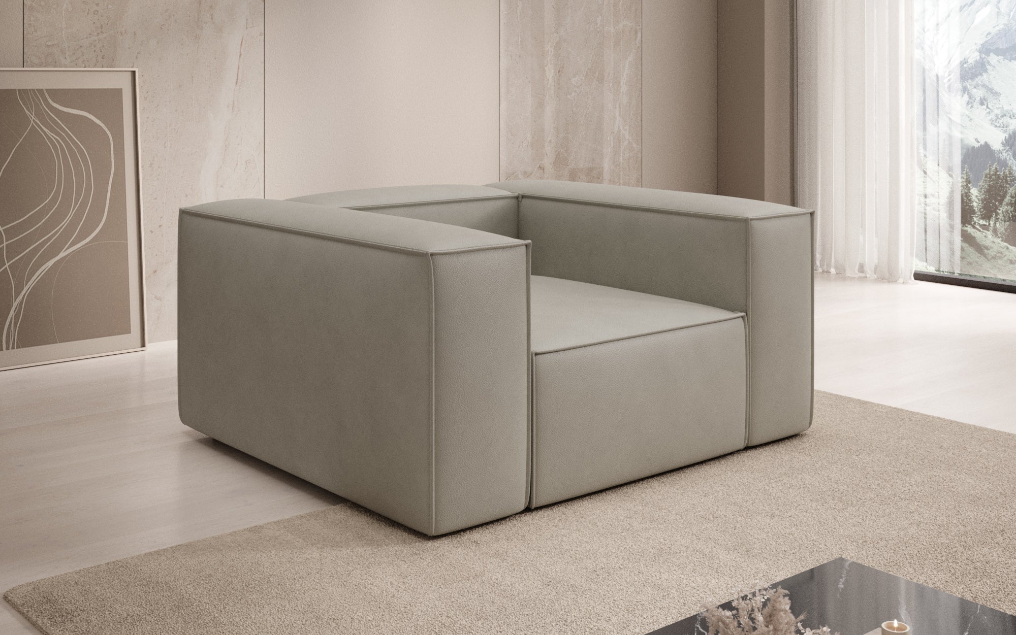 Fauteuil canapé design Lesley en cuir véritable