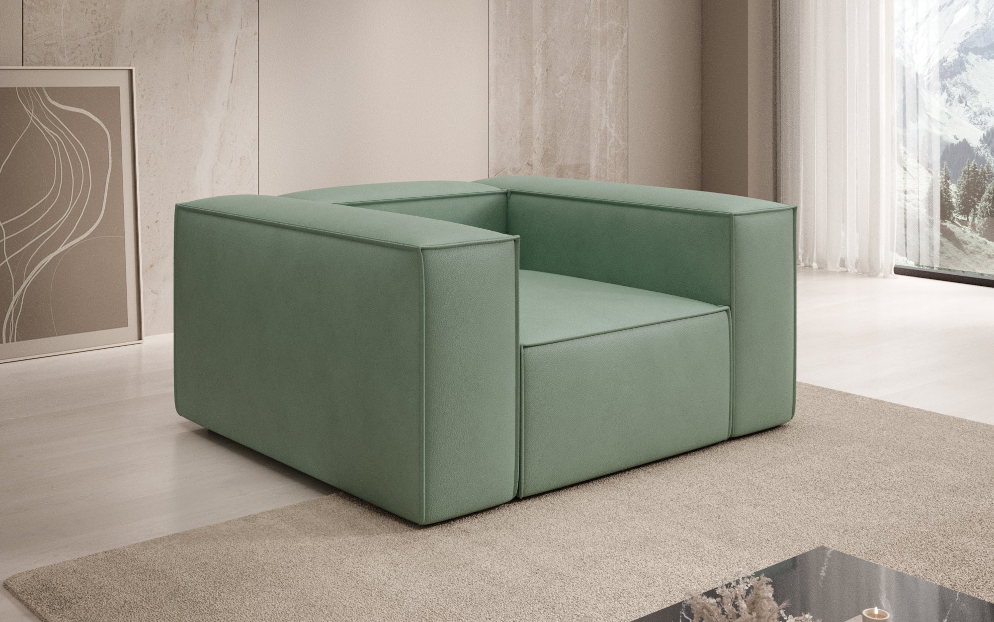 Fauteuil canapé design Lesley en cuir véritable