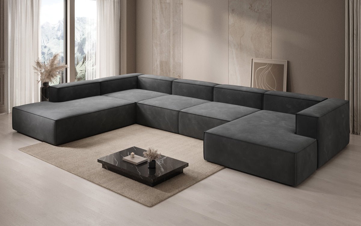 Canapé design Lesley U XXL en Velours