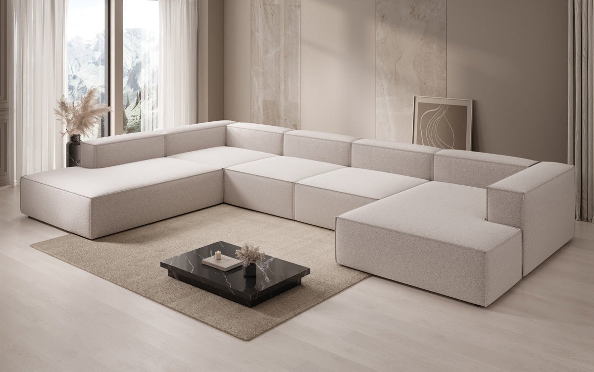 Canapé design Lesley U XXL en tissu texturé