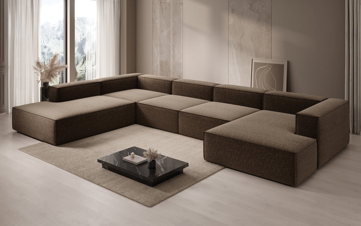 Canapé design Lesley U XXL en tissu texturé