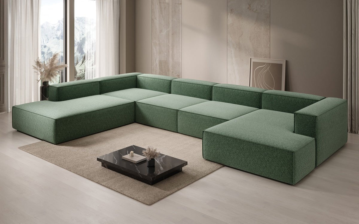 Canapé design Lesley U XXL en tissu texturé