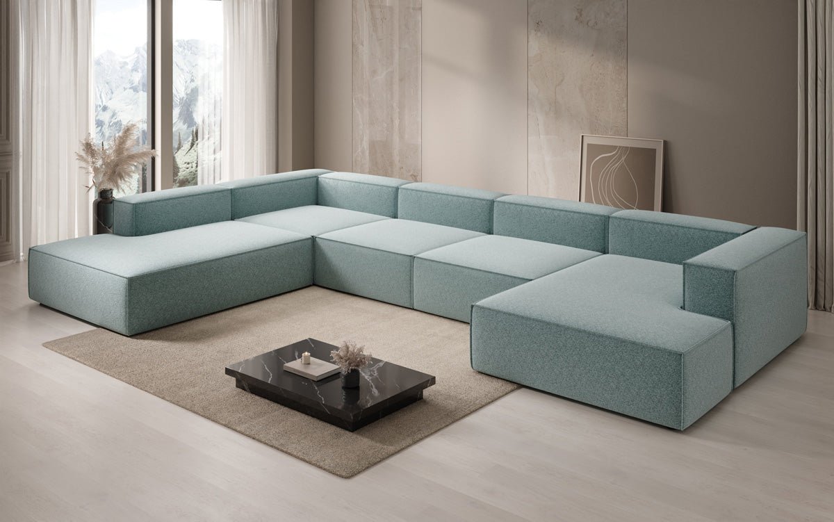 Canapé design Lesley U XXL en tissu texturé