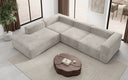 Designer Ecksofa Lesley mit langer Ottomane in Samt