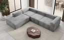 Designer Ecksofa Lesley mit langer Ottomane in Samt