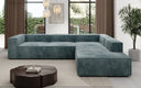 Designer Ecksofa Lesley mit langer Ottomane in Cord