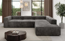 Designer Ecksofa Lesley mit langer Ottomane in Cord