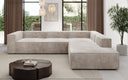 Designer Ecksofa Lesley mit langer Ottomane in Cord