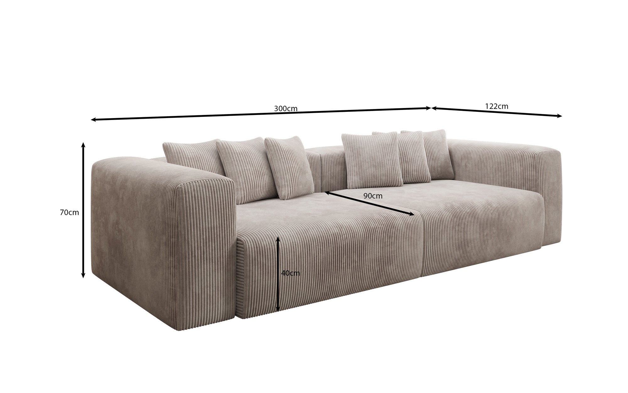 Designer Sofa Tully 3 Sitzer in Cord