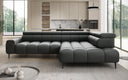 Canapé d’angle design Ceora avec fonction de couchage électrique et dossier réglable en cuir véritable