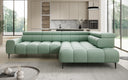 Canapé d’angle design Ceora avec fonction de couchage électrique et dossier réglable en cuir véritable