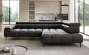 Canapé d’angle design Ceora avec fonction de couchage électrique et dossier réglable en cuir véritable