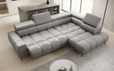 Canapé d’angle design Ceora avec fonction de couchage électrique et dossier réglable en cuir véritable