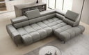Canapé d’angle design Ceora avec fonction de couchage électrique et dossier réglable en cuir véritable
