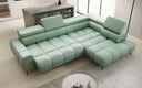 Canapé d’angle design Ceora avec fonction de couchage électrique et dossier réglable en cuir véritable