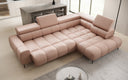 Canapé d’angle design Ceora avec fonction de couchage électrique et dossier réglable en cuir véritable