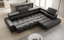 Canapé d’angle design Ceora avec fonction de couchage électrique et dossier réglable en cuir véritable