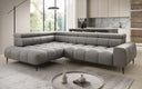 Canapé d’angle design Ceora avec fonction de couchage électrique et dossier réglable en cuir véritable
