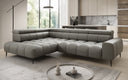 Canapé d’angle design Ceora avec fonction de couchage électrique et dossier réglable en cuir véritable