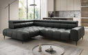 Canapé d’angle design Ceora avec fonction de couchage électrique et dossier réglable en cuir véritable