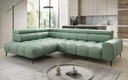 Canapé d’angle design Ceora avec fonction de couchage électrique et dossier réglable en cuir véritable