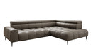 Canapé d’angle design Ceora avec fonction de couchage électrique et dossier réglable en cuir véritable