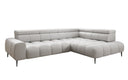 Canapé d’angle design Ceora avec fonction de couchage électrique et dossier réglable en cuir véritable