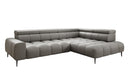 Canapé d’angle design Ceora avec fonction de couchage électrique et dossier réglable en cuir véritable