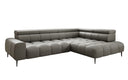 Canapé d’angle design Ceora avec fonction de couchage électrique et dossier réglable en cuir véritable